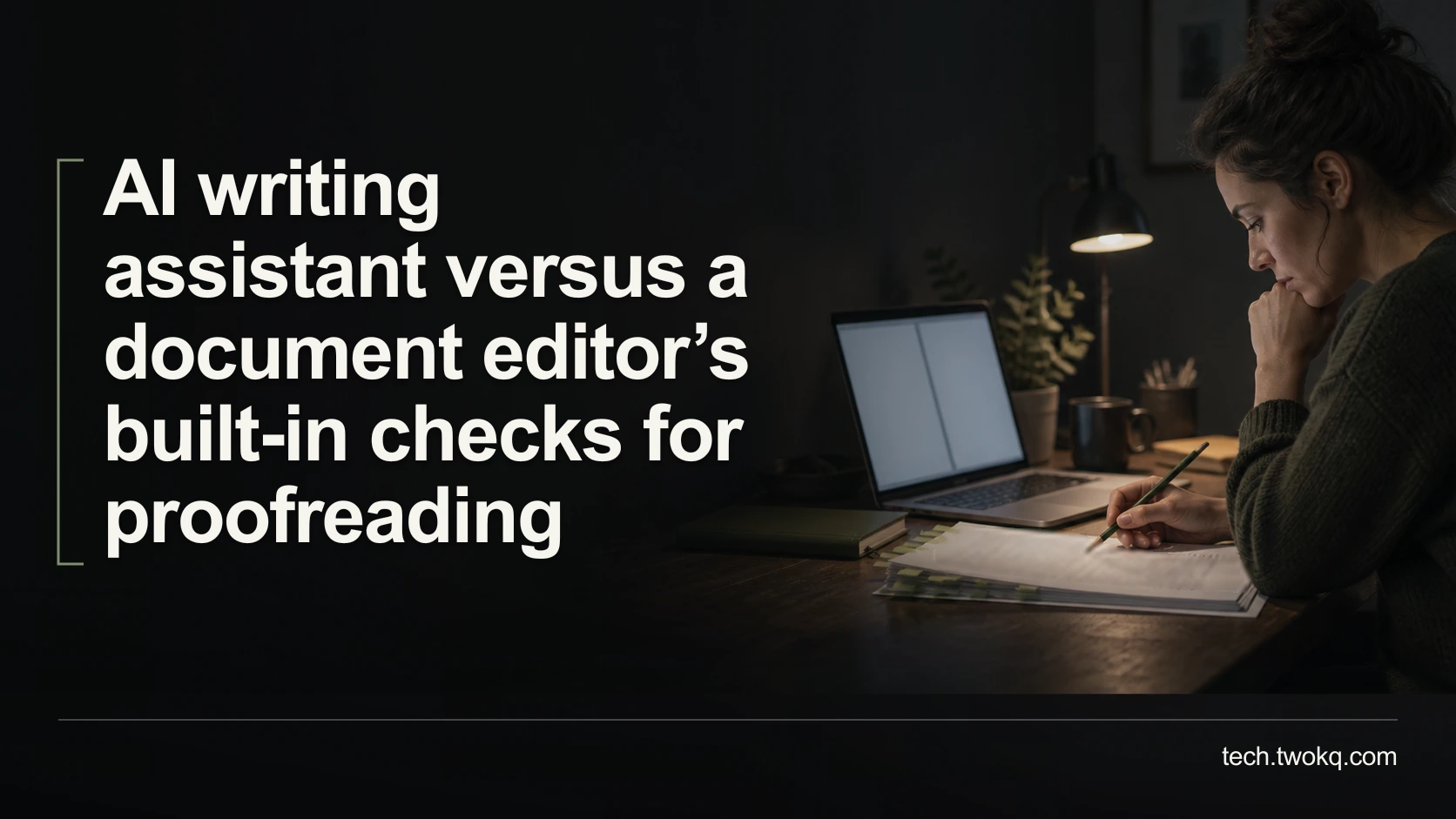 AI writing assistant versus a document editor’s built-in checks for proofreading
