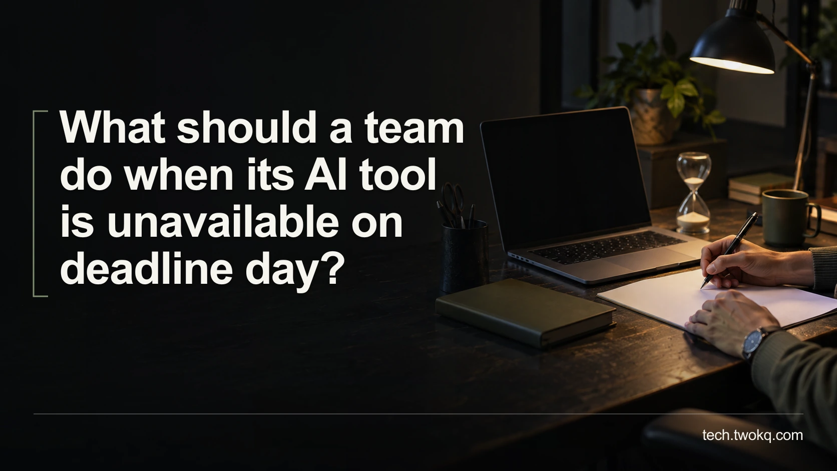 What should a team do when its AI tool is unavailable on deadline day?